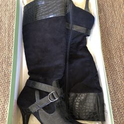 Women’s Boots- Black Suede / Croc