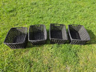 (4) Wicker Baskets with Fabric Liners