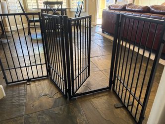 Full Metal Freestanding Pet Baby Gate with Door