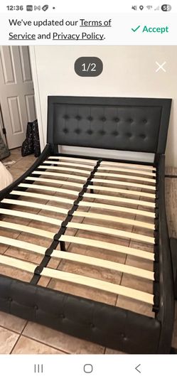 Great Condition ! Full bed frame. Black leather vinyl.. No mattress included. Blue diamond and Durango area.