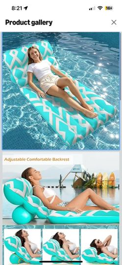 Jasonwell Inflatable Pool Float Adult - Ultra-Comfort Soft Fabric Pool Floaties Lounge Floats Floating Chair Raft with Adjustable Backrest Air Lounger