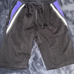 Black and Purple Fleece Shorts