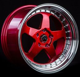 JNC010 Candy Red Machined Lip Wheels - 15"-19"