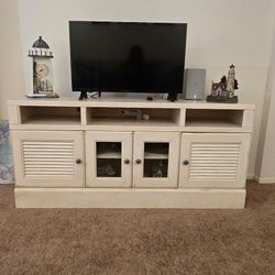 White TV Stand With Storage 