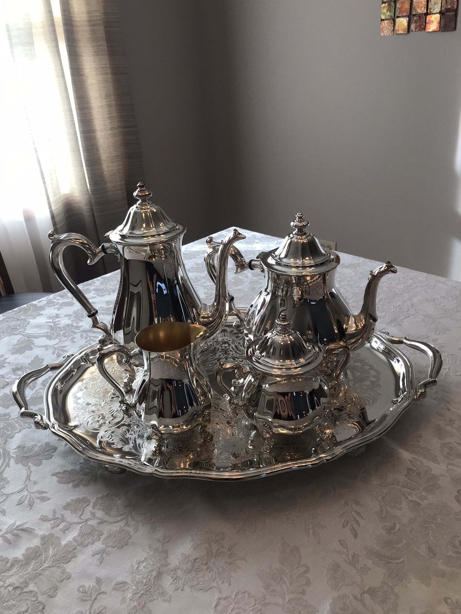 Oneida Silver Coffee & Tea Service Set w/ Tray —MAKE AN OFFER