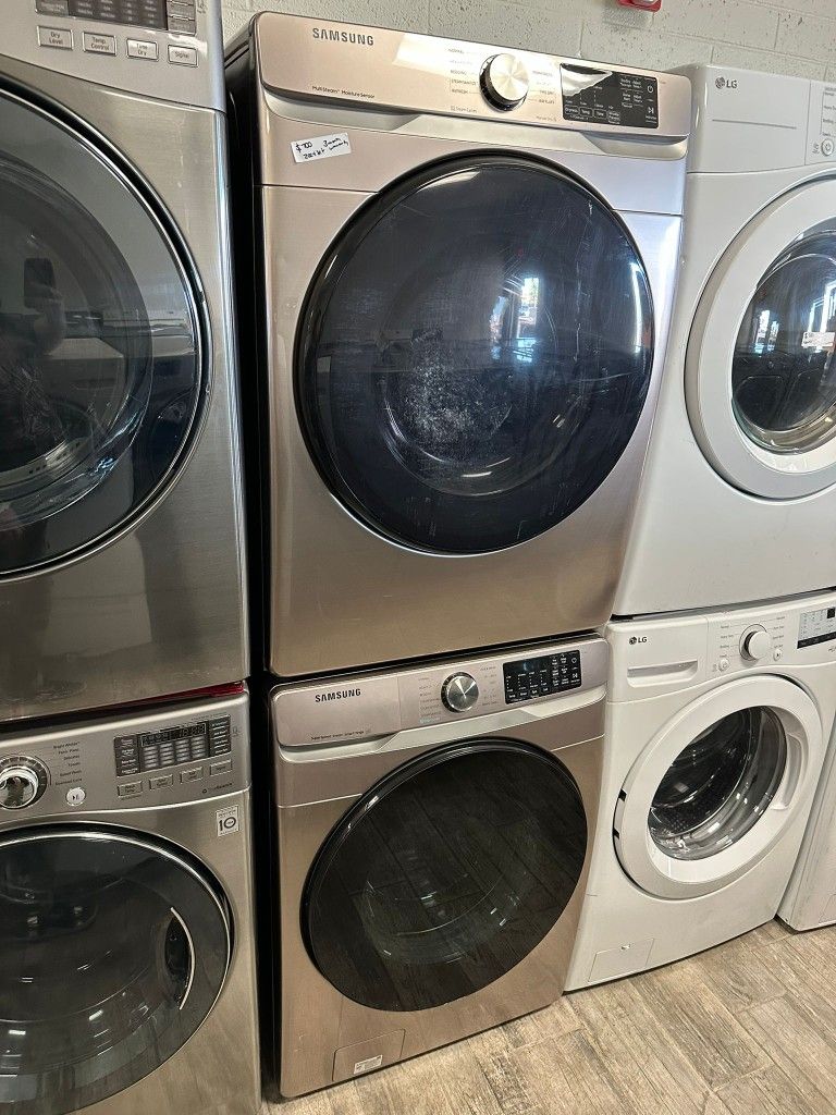 Samsung champagne washer and dryer set electric with warranty
