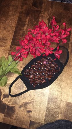 FREE Gift w/ Purchase! NEW! Cute Orange Rhinestone Face Mask