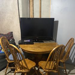 Solid Wood Table W/ 4 Chairs