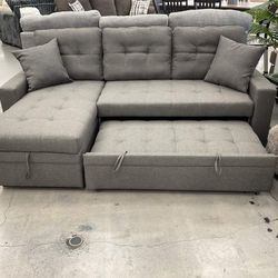 Pullout Sectional Sofa With Large Storage Queen Size 88x57x34 "