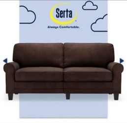 Serta Brown Fabric Two-Cushion Sofa