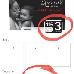 Size 3 100 count Pampers  Special delivery $25  NEW