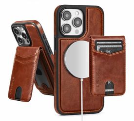 Magsafe 2 in 1 Detachable iPhone 15 Pro Max Wallet Case with Card Holder,Women Men Magnetic PU Leather RFID Blocking Flip Kickstand Credit Slots for A