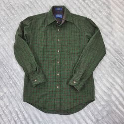 Pendleton Men's Plaid Lodge 100% Wool Flannel Shirt Green XS RN# 29685