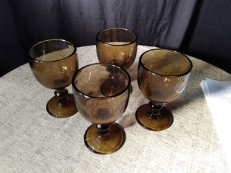 4set of brown goblets, glass