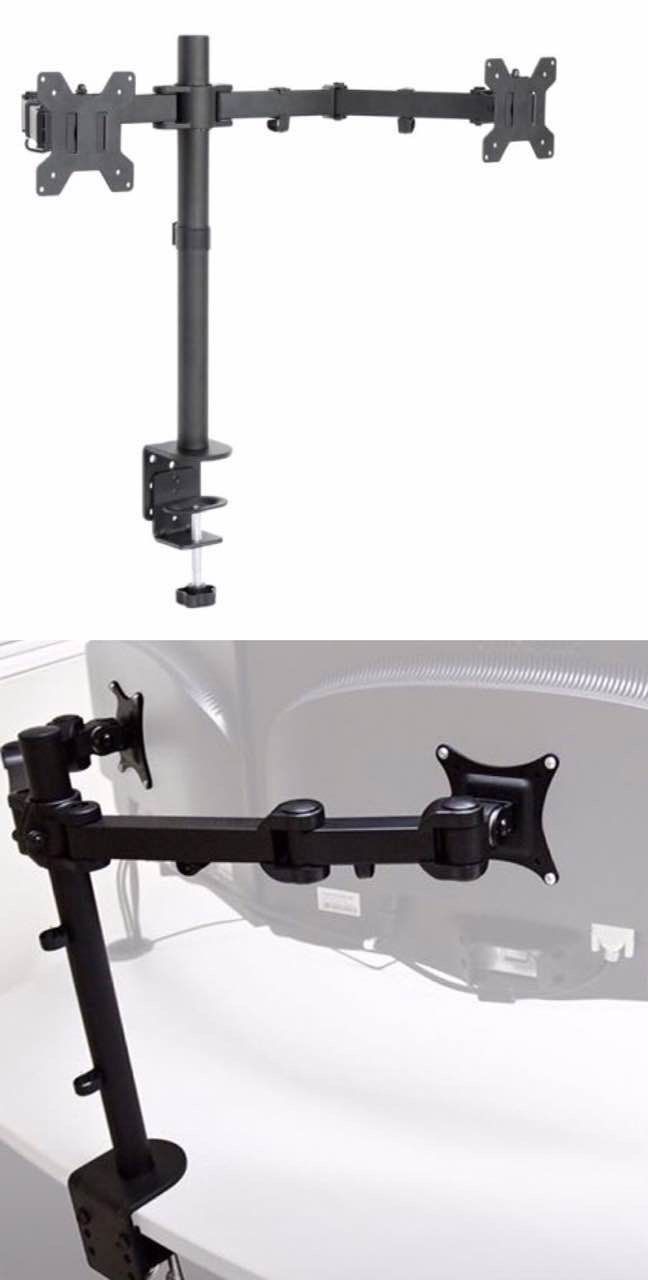 New in box 10 to 24 inches dual computer screen monitor holder stand clamp mount