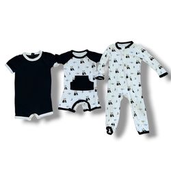 3pc Baby Boy/Girl Panda Bundle - Kyte Baby Romper & Footie, Kate Quinn | 6-12M