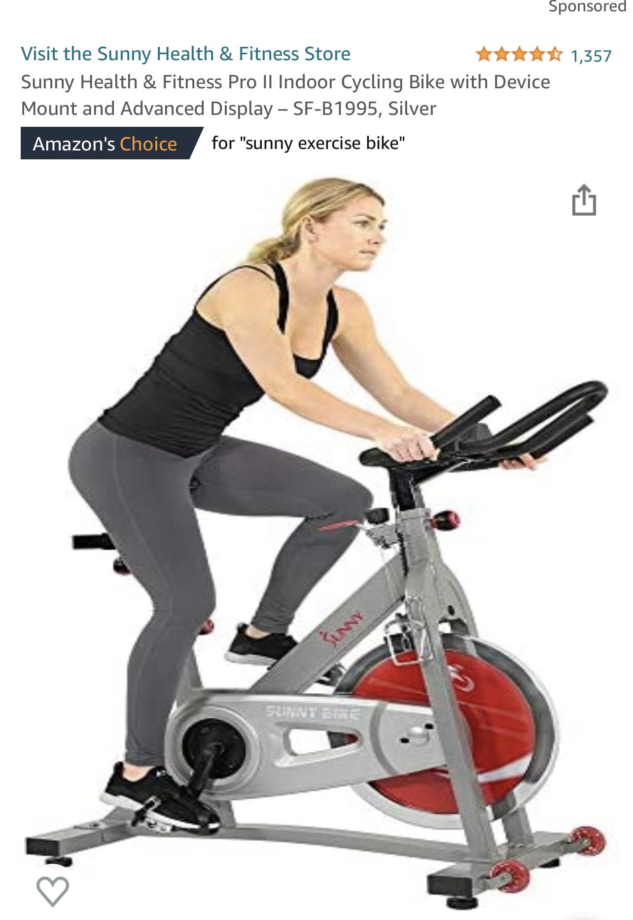 Sunny Health Fitness Pro Ii Indoor Cycling Bike Pro Magnetic