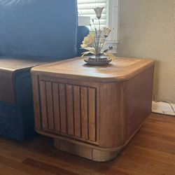 Mid Century Side Table with Storages Compartment Solid Wood Construction Great Lines