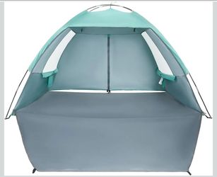 Beach Tent 6 Person UPF 50+ Sun Shelter Portable Shade with Sandbags CAMEL CROWN