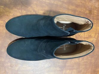 Paolo Black Suede Ankle Boots with Side Zip