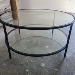 Round Coffee Table With Two Shelves