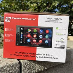 Power Acoustik 7inch Double Din Apple CarPlay Bluetooth Android 
