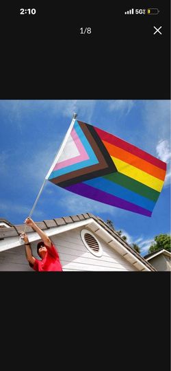 Progress Pride Flag 3X5Ft Rainbow Flag Vivid Color Perfect for Showing Your Pride LGTBQ Community Support- 2 pack