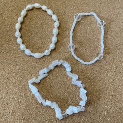 3 Bracelet Lot Pearl Natural Stone And Beads 