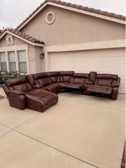 Leather Reclining Sectional Couch