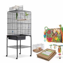 64” Bird Cage Starter Bundle – Brand New – Toys, Feeder & Liners Included!