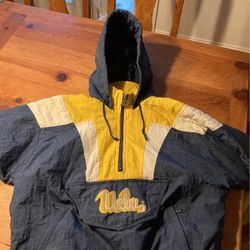 RARE! Vtg UCLA College NCAA Starter Heavy Hooded Jacket Bruins Mens S
