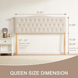 Tufted Upholstered Headboard Queen Size