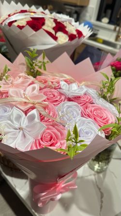 Handmade Satin Ribbon Rose Bouquet