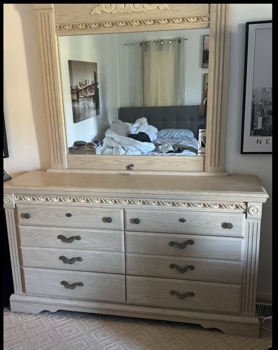 Beautiful Light Wood Dresser With Mirror