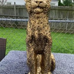 3 Foot Tall, Golden Leopard Statue