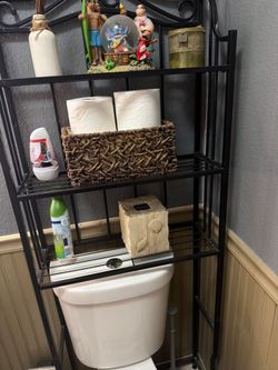 Black Metal Over-the-Toilet Storage Rack