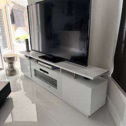 Fireplace TV Stand with 40" Fireplace, 80" Modern Fireplace Entertainment Center LED Lights, 2 Tier TV Console Cabinet for TVs Up to 90" As Is.