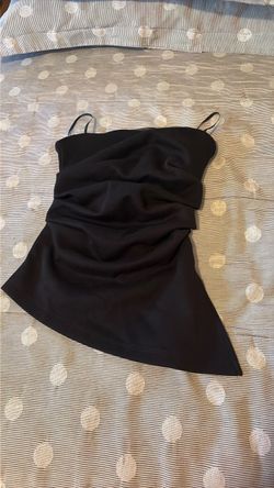 Black Ruched Spaghetti Strap Mini Dress