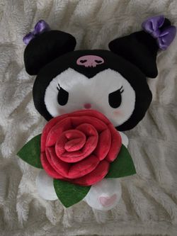 Sanrio Kuromi with rose plushie
