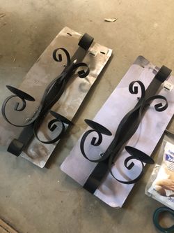 Two pairs bronze candle holders