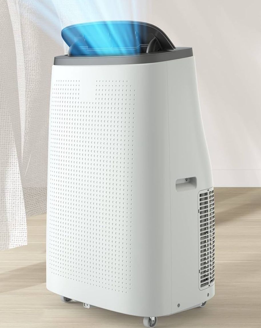 DEXSO Portable Air Conditioner 14,000BTUs, A/C for Rooms up to 750 Sq. Ft, Built-in Dehumidifier, Fan, and Sleep Mode, Includes Remote Control, Reusab