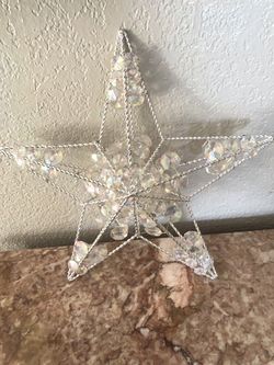 11” silver & crystals Xmas tree star/ tree topper