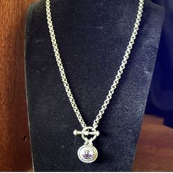 Ross Simons Sterling 925 Amethyst Toggle Necklace 18”