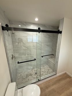 Shower door with install