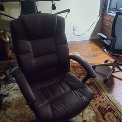 Real Leather  Office Executive Chair Good Condition  Other Than Small Tear On One Armrest  Originally  Very Expensive 