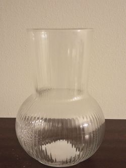Clear Ribbed Glass Vase
