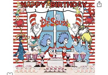 Dr.Seuss Cat Hat Birthday Back Drop 