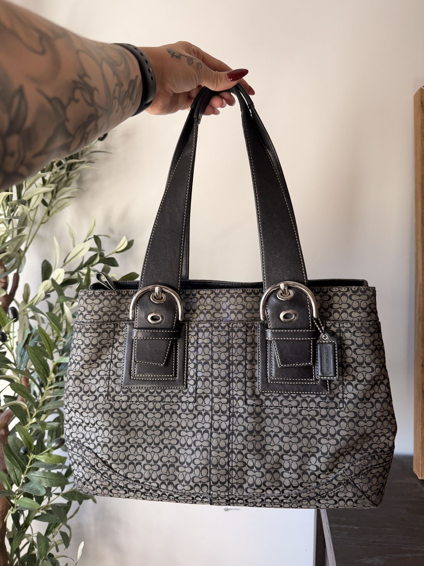 Coach Black Signature Tote