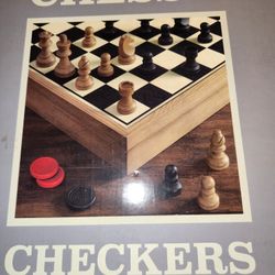 2 IN 1 CHESS AND CHECKER WOOD  BOARD GAME 
