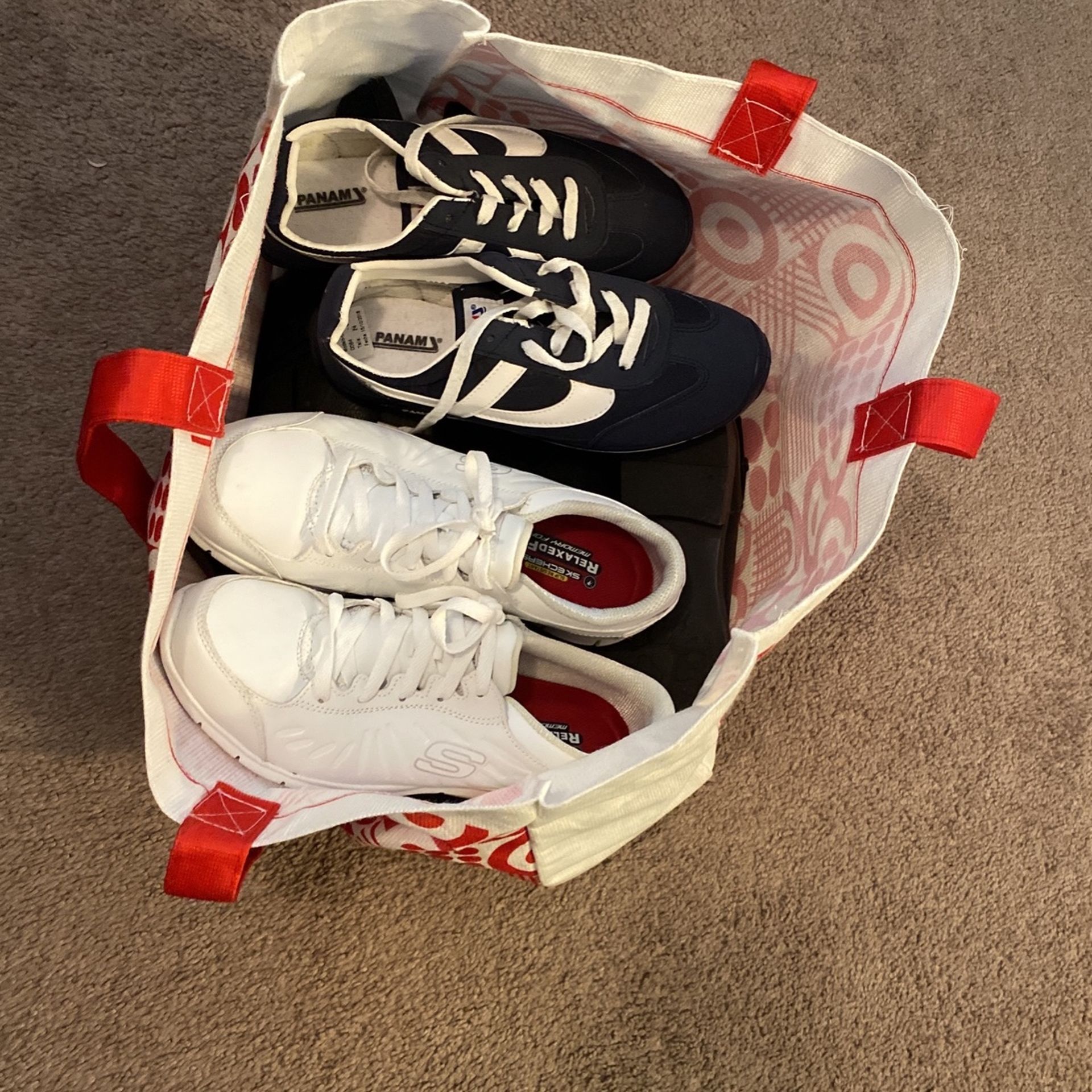 Shoes Bag For 40Dlls The Boots Is 6.5 — Blue Tenis Is Size 6 Never Used And White Tenis Size 7 Just Used One Time